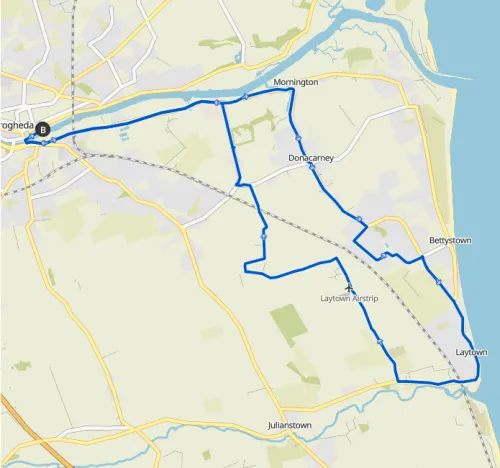 Map showing route of cycle to Laytown