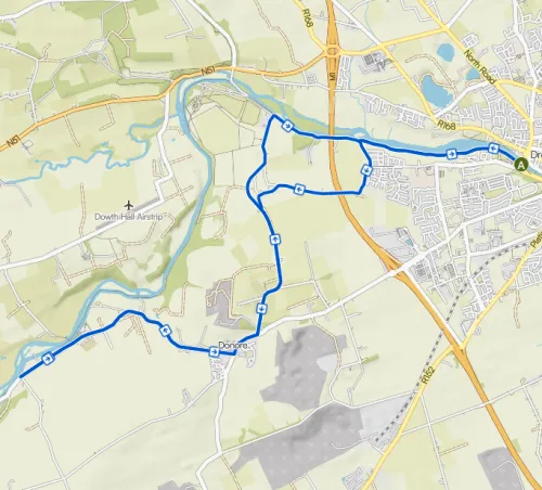 Map showing route from Dominic's Park to Boyne Currach Centre